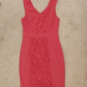 Coral mini dress with crochet details size small